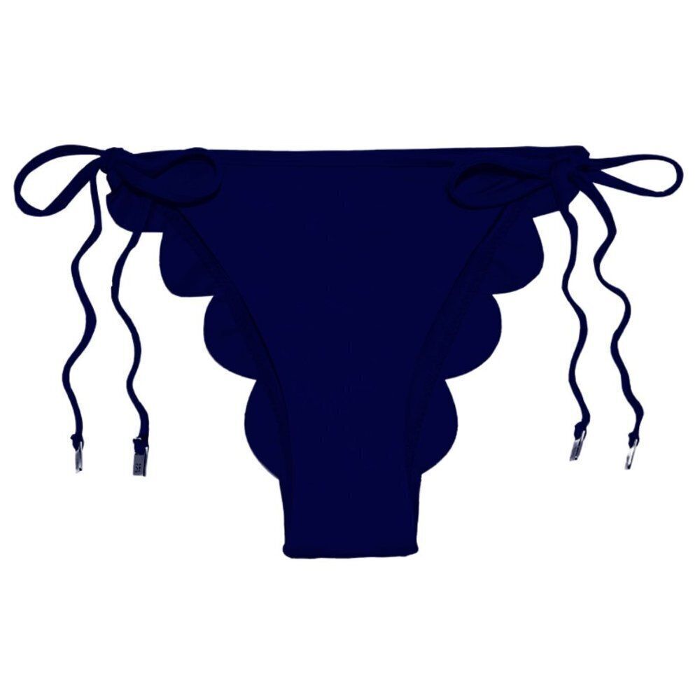 NWOT Seafolly Petal Edge Brazilian Size Tie Bikini Bottom in Navy Sz. 4